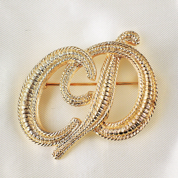 Christian Dior/ディオール◇ロゴ ブローチ◇クラシカルな金色ロゴ