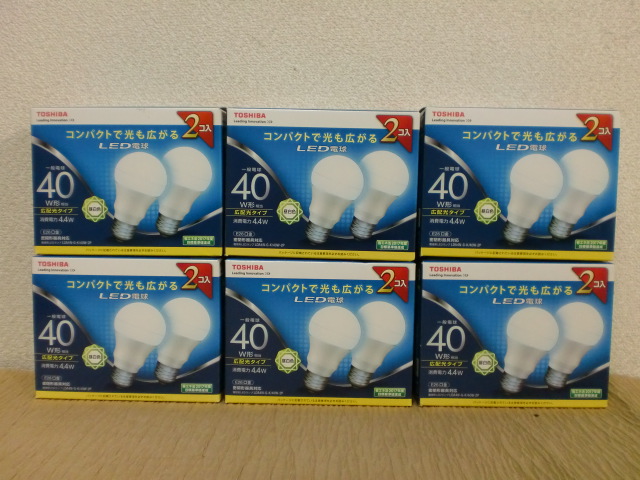 東芝LED電球　コンパクトで光が広がる　40W相当　昼白色　E26口金　2個入り×6個　新品