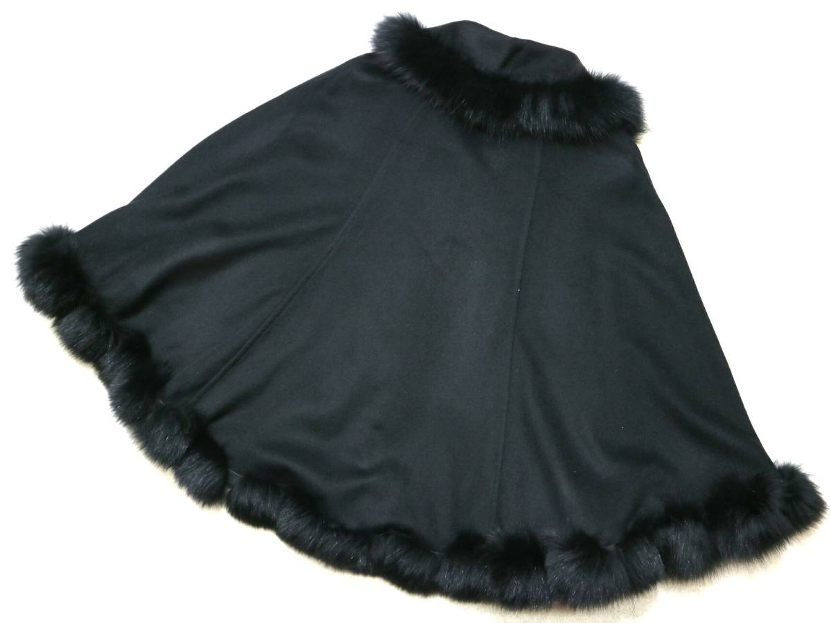 美品/上品！◆LAVITA カシミヤ100％＆ブルーフォックス カシミヤポンチョ◆40/女性Lサイズ相当