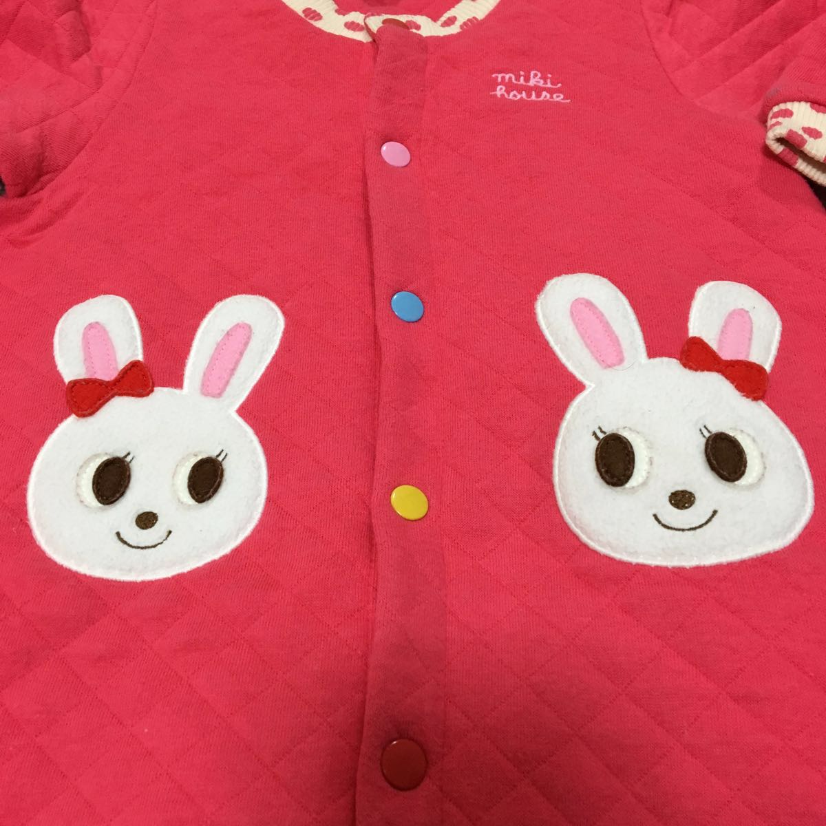 美品 ミキハウス キルティイング ロンパース オールインワン うさぎ 