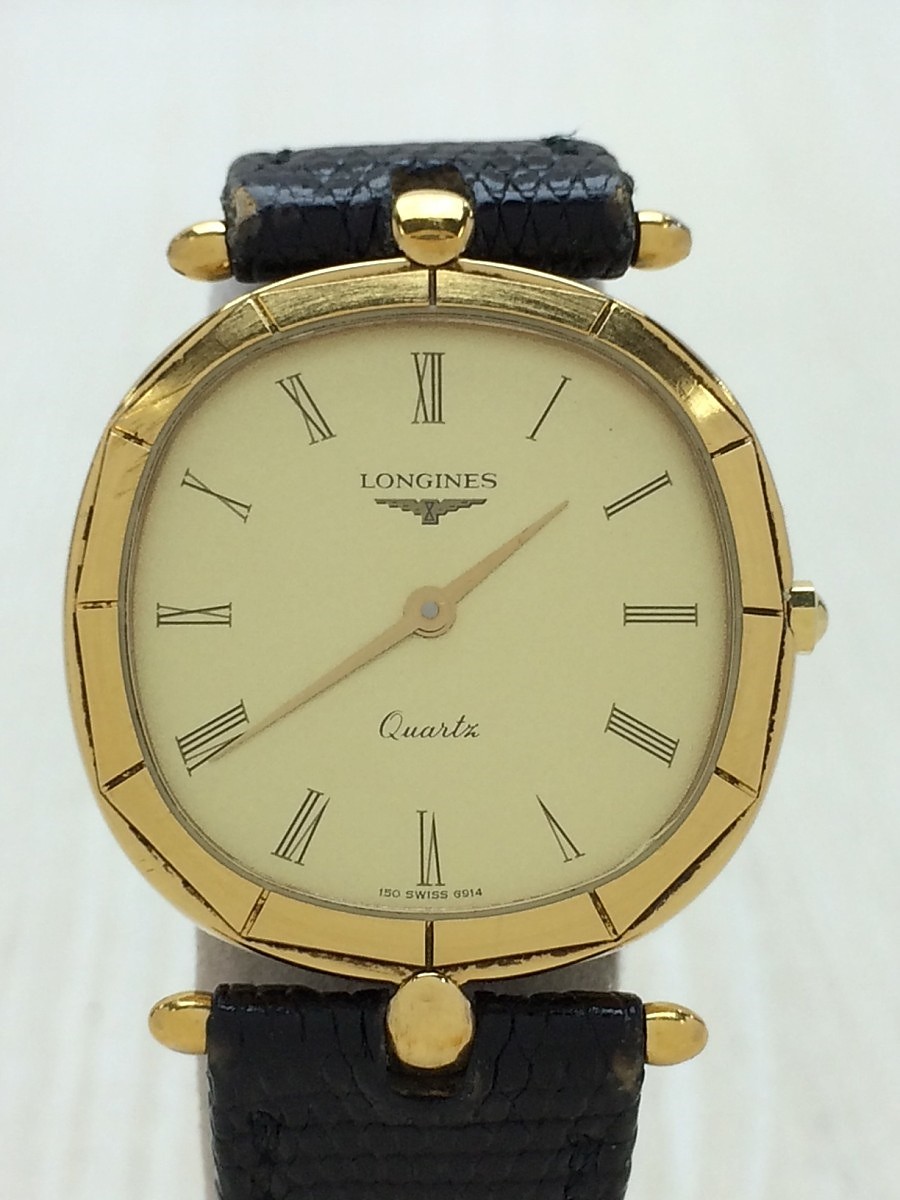 LONGINES◆クォーツ腕時計/-/-/GLD/BLK