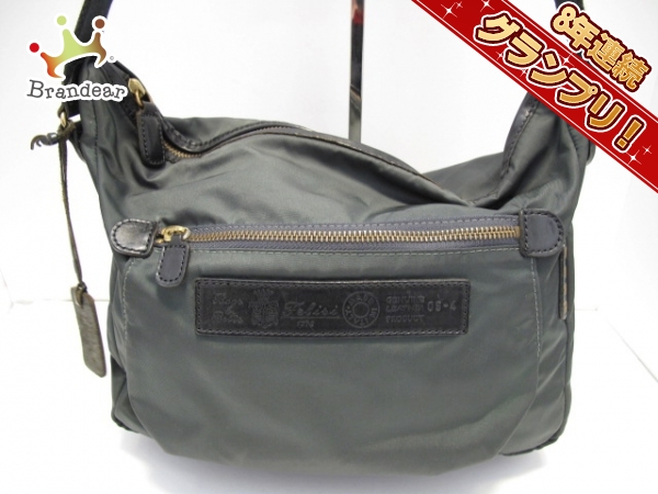 【美品】Felisi ナイロンレザーショルダーバッグ/ダークグリーン フェリージ Felisi バッグ ショルダーバッグ ナイロン×レザー ダーク