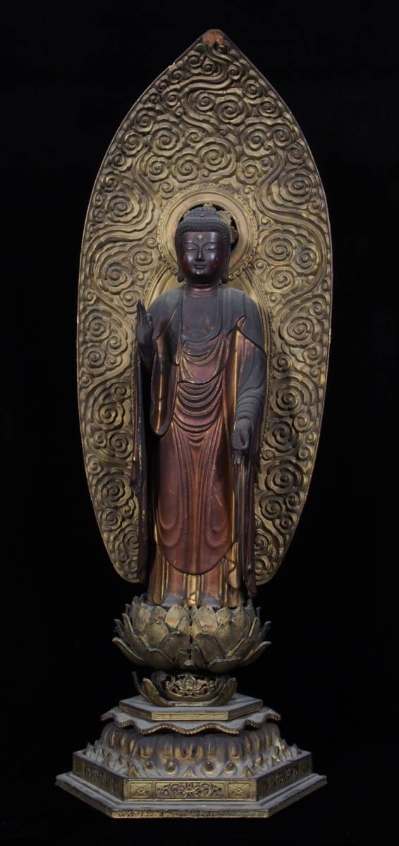 釈迦如来立像 仏像 玉眼 （検）弥勒菩薩 金銅仏