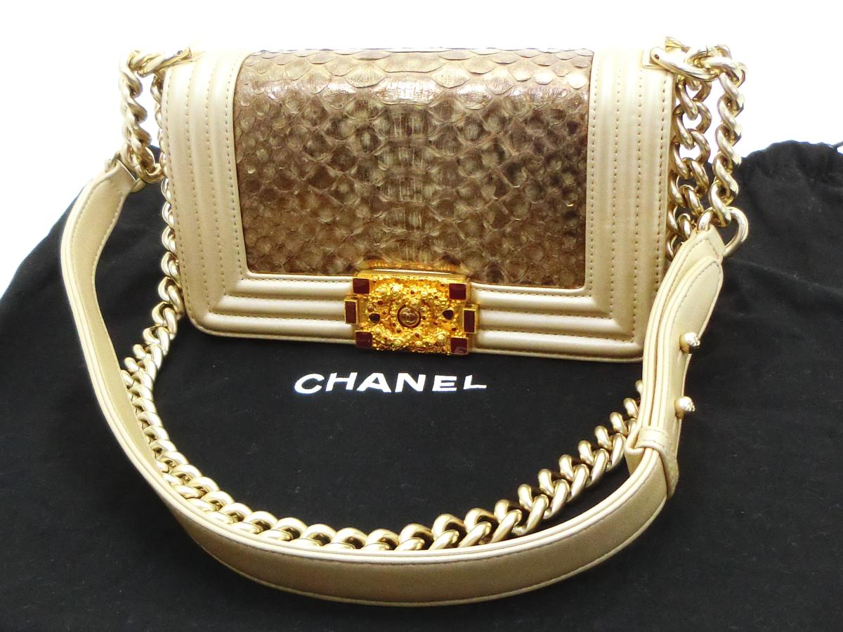 ◇N12554 激レア CHANEL シャネル ボーイシャネル 本パイソン
