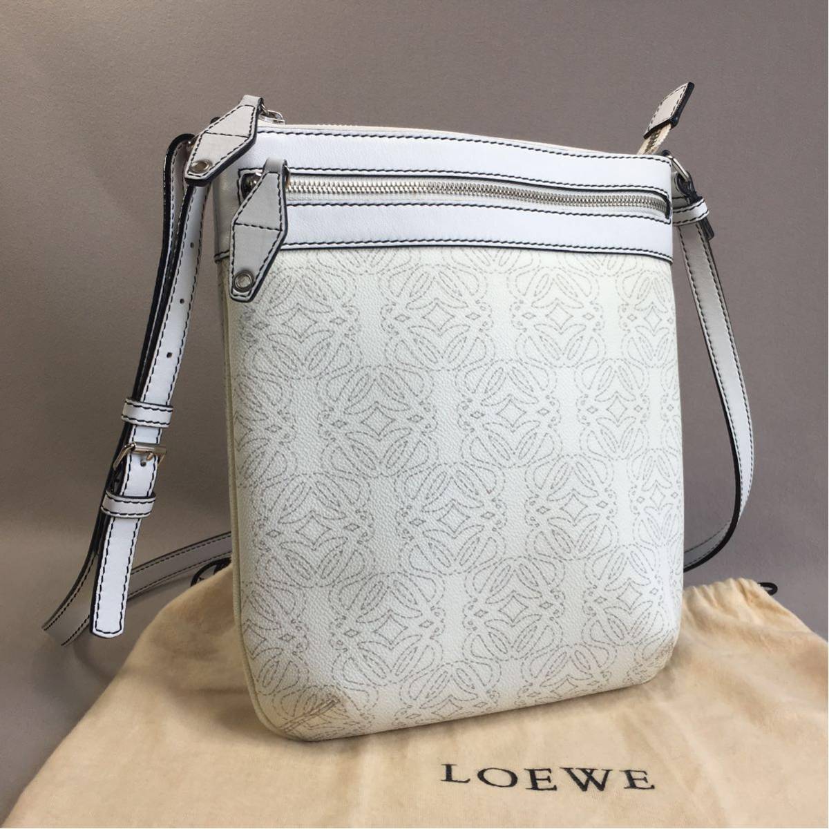 ショルダーバッグ ロエベ LOEWE PVC アナグラム グレー レザー 