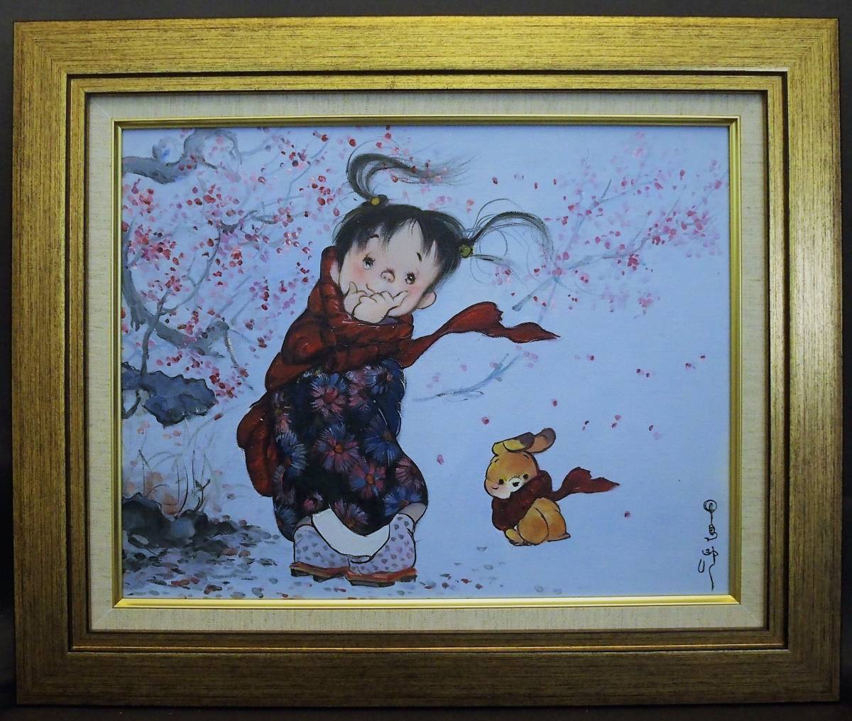 □ 中島 潔 □ 《 赤いマフラー 》 童子 □ 油彩肉筆画 □ Artworks