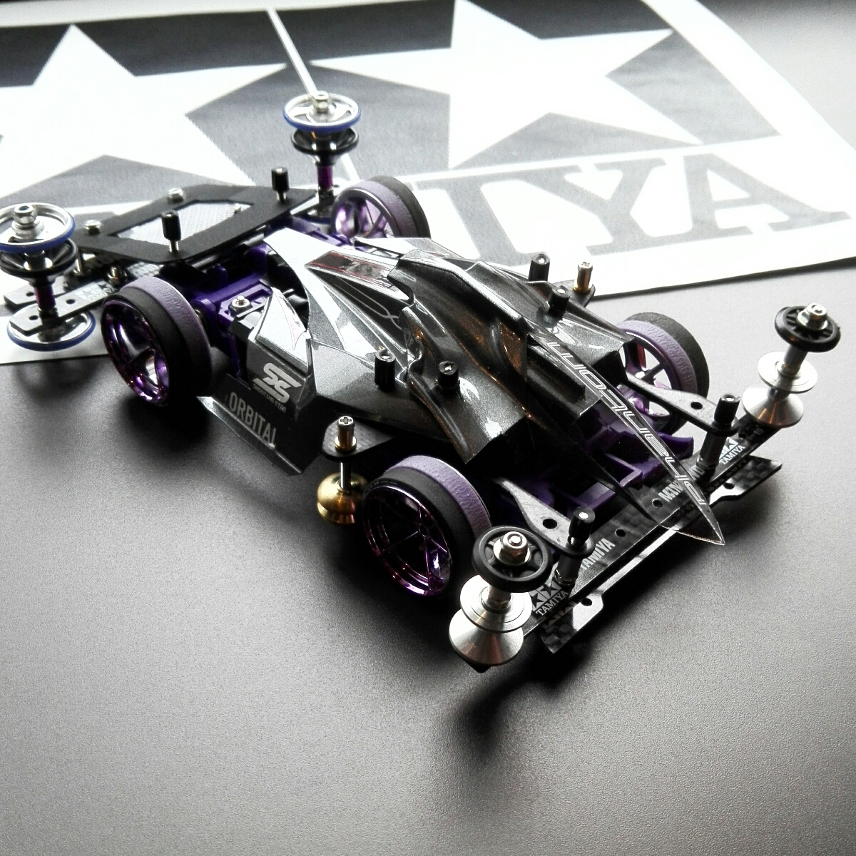 ☆ミニ四駆☆新品 キメラ 人気のMSフレキ パープル 完成品 カーボン 