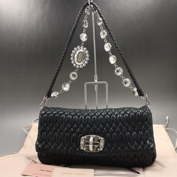 メーカー直販 本物 ミュウミュウ MIU MIU マテラッセ ラインストーン 
