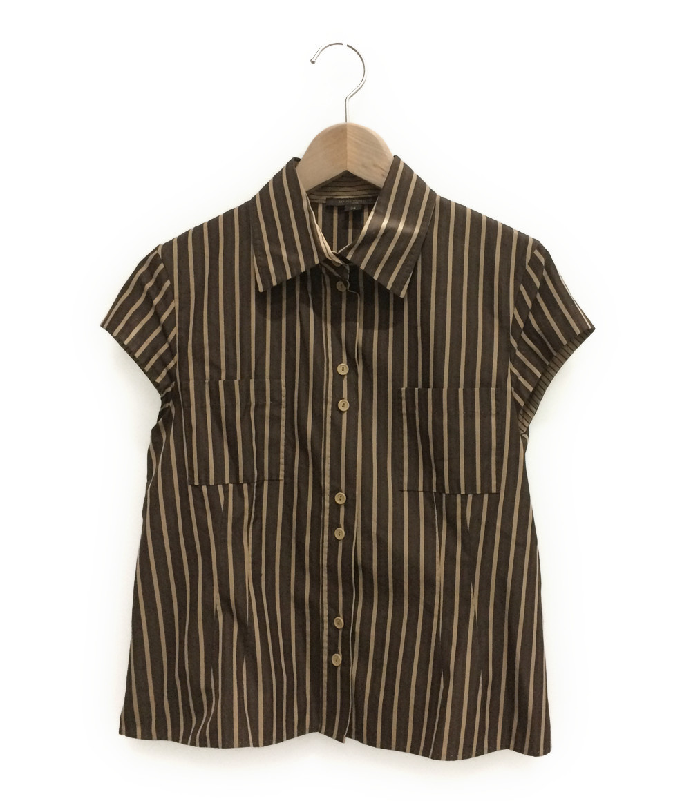 LOUIS VUITTON モノグラム 半袖ブラウス ホワイト 38 美品 ルイヴィトン SIZE 38 (S) 半袖シャツ Louis Vuitton レディース