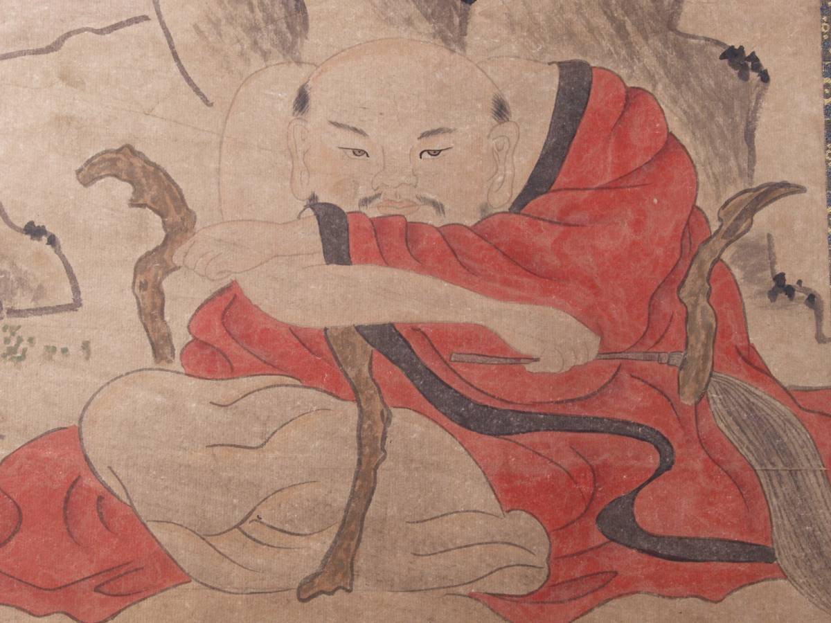 【骨董掛け軸】松図 中国李唐　肉筆保證 掛け軸　捲り AK972A12-3 掛け軸 唐物唐本 肉筆 肉筆紙本 元代画家『王蒙 古びた蔵