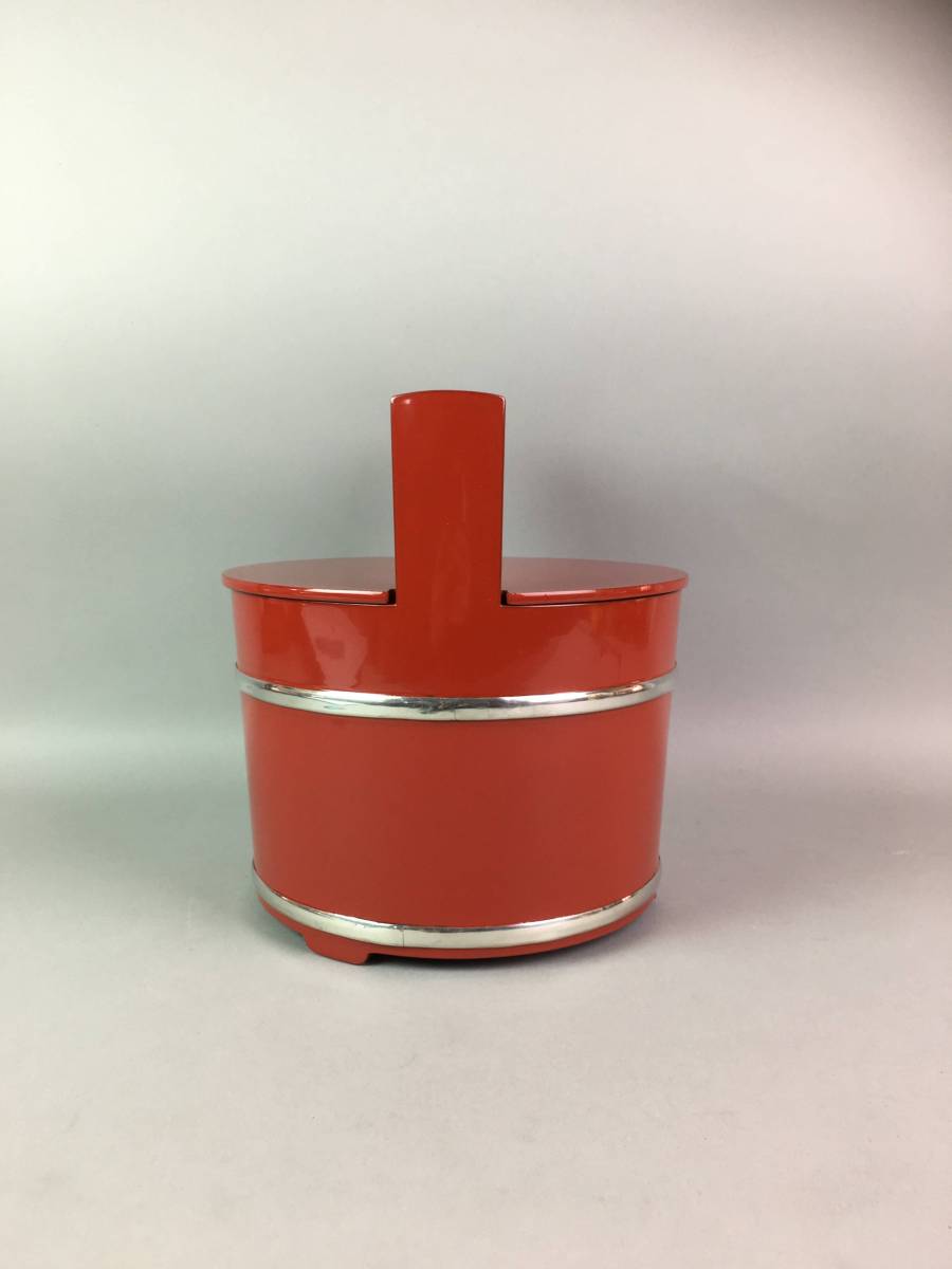美術品・アンティーク・コレクション 茶道具 水指 手桶 朱塗 銀箍 銀