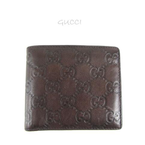 GUCCI グッチ シマ 二つ折り財布 レザー ダークブラウン 146223 メンズ