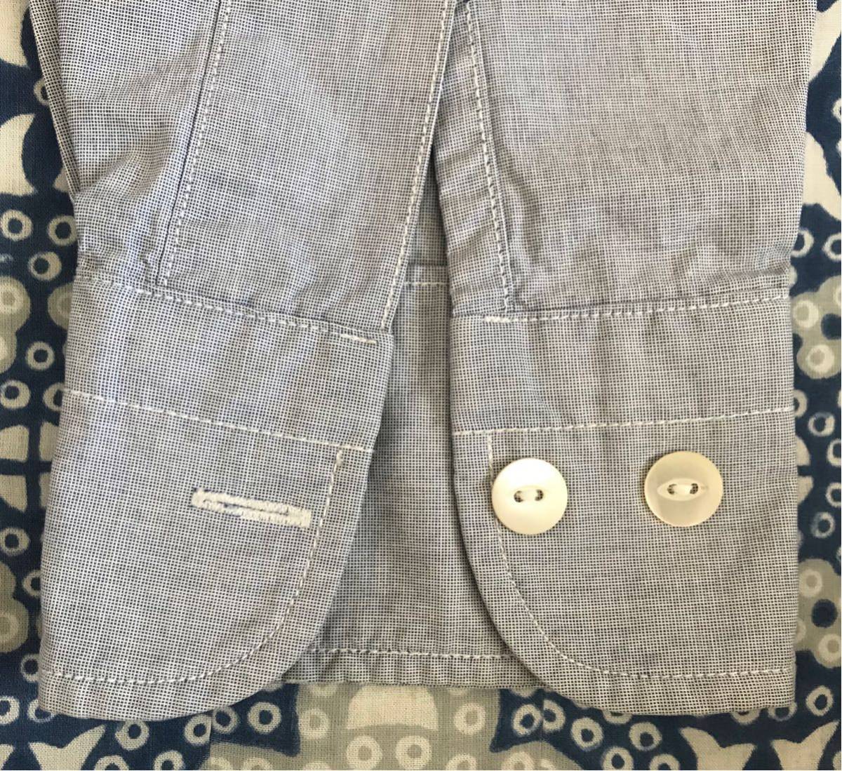 Orcival × HAVERSACK 丸襟 ブラウス 紺系 ちび襟 コットン 長袖