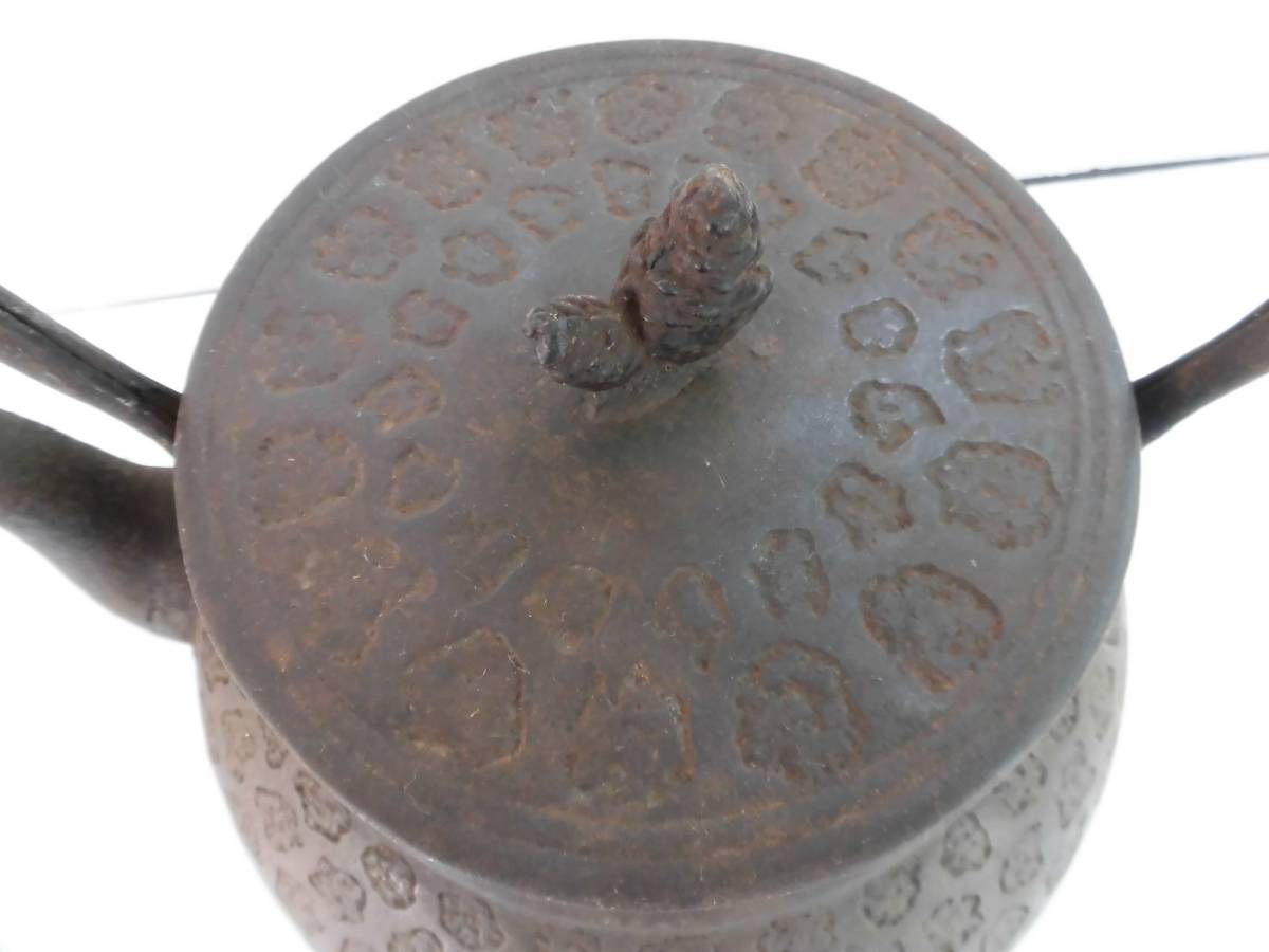 鉄瓶 龍盛堂 鉄瓶 龍盛堂 花模様 鉄瓶 黒色 鋳鉄製 鉄瓶龍