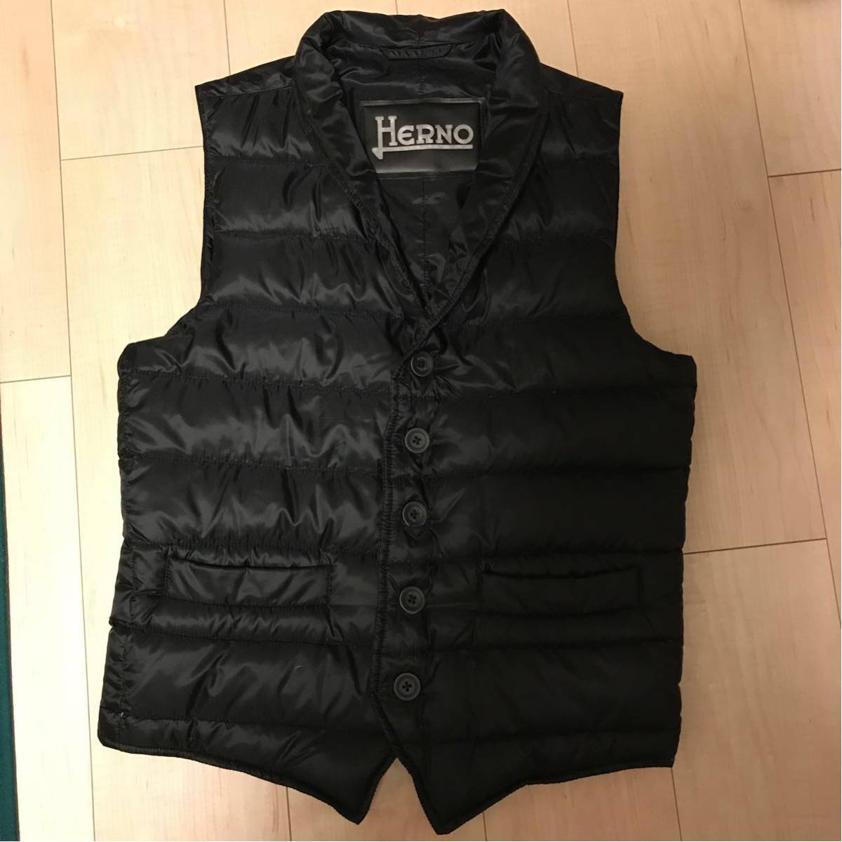 ヘルノ ダウンジレ ダウンベスト 襟付き 2017AW 超軽量 インナー ダウン 2017 HERNO PI380U 黒 48(Lサイズ ...