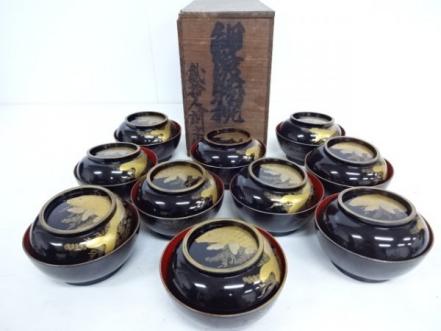吸物椀 輪島塗 - 小吸物椀 10客 小吸椀 箸洗い 十人揃 黒
