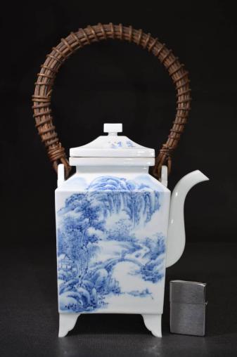 水注 煎茶 染付 山水 茶道具 古物　白磁急須　京焼 茶道具 中国 青花染付山水 急須 水注 染付 Yahoo!オークション 煎茶