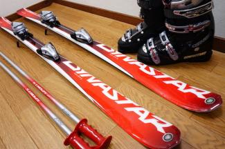154cm 靴25.5cm DYNASTAR 大人用カービングスキーセット中古 (150 155