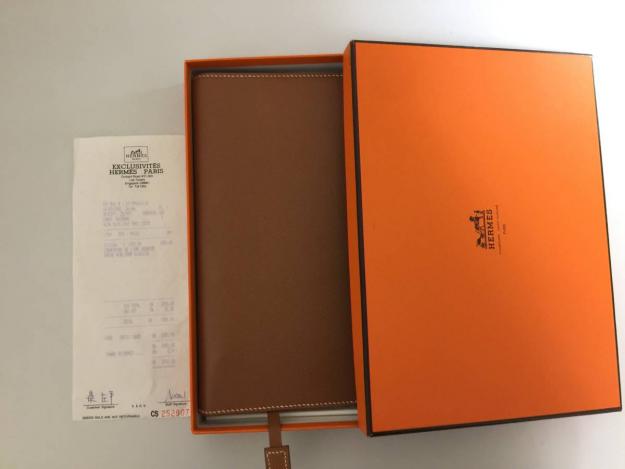レア エルメス 大判アジェンダ 手帳 ノートカバー 茶 中古超美品