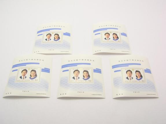 ★ハロ-カメラ★1553 未使用 皇太子殿下御成婚記念切手 小型切手シート 5枚セット 額面合計310円分 平成5年 郵政省_1