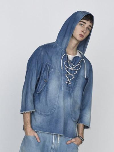 定価37,800円 名作☆ Jieda 16SS デニム レースアップ パーカー 