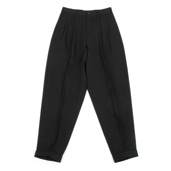 【SALE】ワイズフォーメンY's for men ウールギャバ2タック裾ダブルパンツ 黒S for men Y\u0027s ウールギャバウエストジップポケット スラックス 2タック☆ウールギャバ