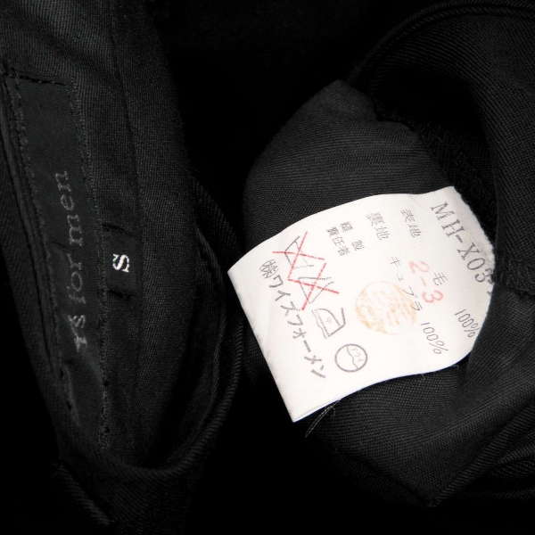 【SALE】ワイズフォーメンY's for men ウールギャバ2タック裾ダブルパンツ 黒S for men Y\u0027s ウールギャバウエストジップポケット スラックス 2タック☆ウールギャバ