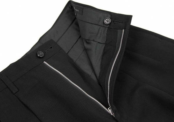 【SALE】ワイズフォーメンY's for men ウールギャバ2タック裾ダブルパンツ 黒S for men Y\u0027s ウールギャバウエストジップポケット スラックス 2タック☆ウールギャバ