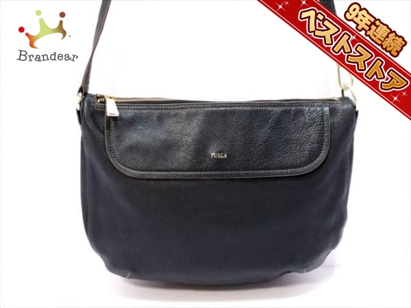 FURLA ショルダーバッグ ブラック ゴールド金具 フルラ FURLA バッグ ショルダーバッグ レザー×金属素材 黒×ゴールド