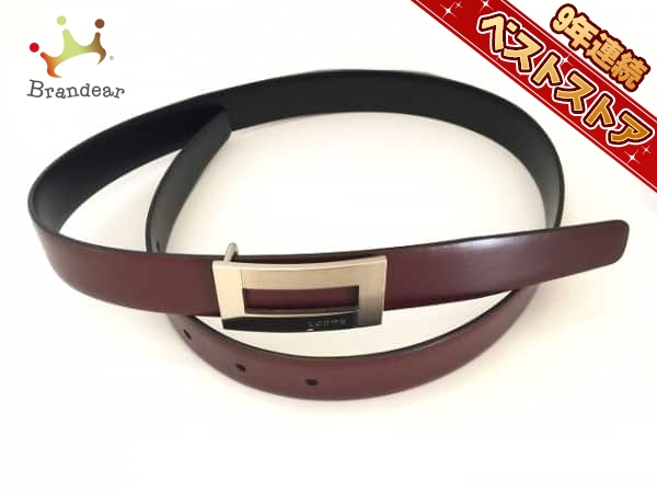 LOEWEアナグラム ロエベ LOEWE ベルト 28-70 レザー×金属素材 ボルドー