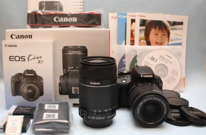 ■□CANON☆最落なし☆ キャノンデジタルカメラ♪無線LAN搭載 Flash Air32G★ 美品 ★ EOS KISS X7☆ ダブルズーム ★□■
