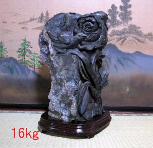 T61　アメジスト彫刻品　手彫り　花鳥　置物　１６kg　台座　同梱不可