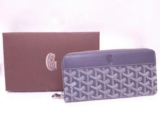 GOYARD ゴヤール　長財布　ラウンドファスナー　グレー×イエロー　メンズ　レディース　ロングウォレット　キャンバス　レザー　美品