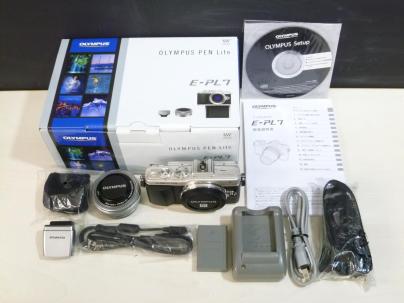 1円 スタート●中古●OLYMPUS PEN Lite E-PL7 14-42mm EZレンズキット シルバー●CJ297034