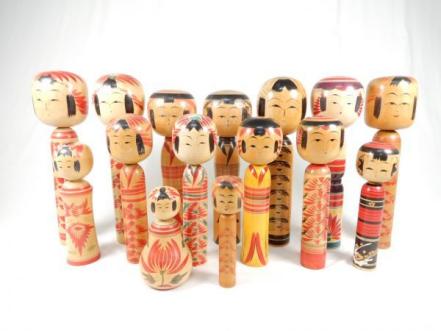 こけし 15体まとめて 銘在り 伝統工芸品 弥次郎こけし 鳴子こけしなど 
