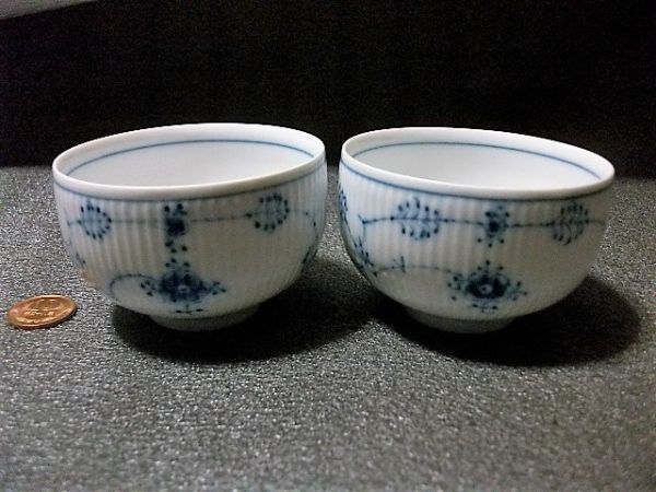 古猫】ロイヤルコペンハーゲン○湯呑み2客○ブルーフルーテッド