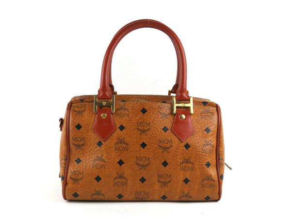 MCM 2WAY ミニボストンバッグ レザー ブラウン レディース ショルダーベルト付 中古