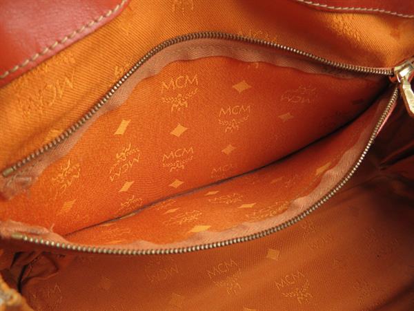 MCM ミニボストンバッグ　ショルダー紐付き 2way MCM 2WAY ミニボストンバッグ レザー ブラウン レディース ショルダー