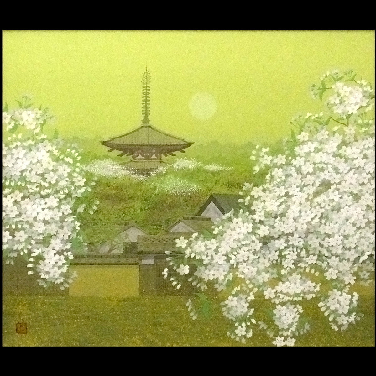 絵画買取・販売の小竹美術 船橋穏行「斑鳩の春」日本画・P15号 の落札 