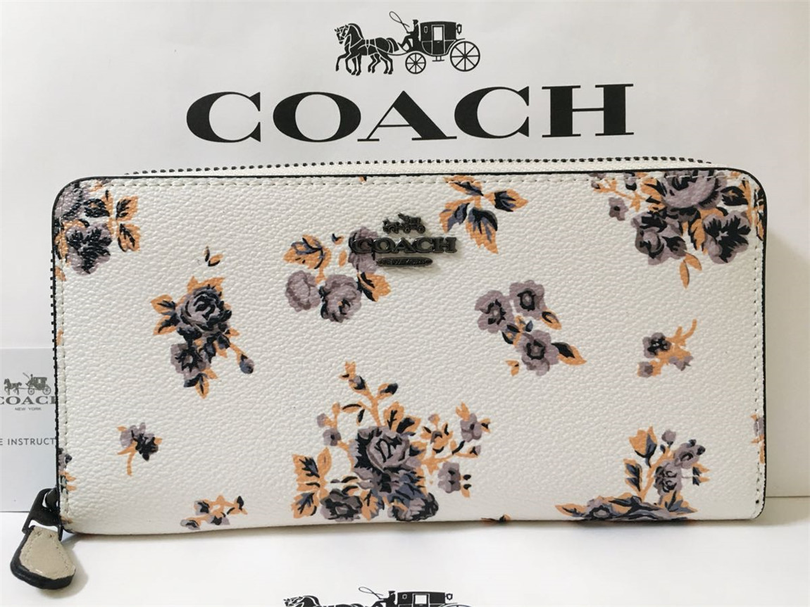 長財布 レザー アコーディオン COACHコーチ | 財布 花柄 コーチ ジップ 