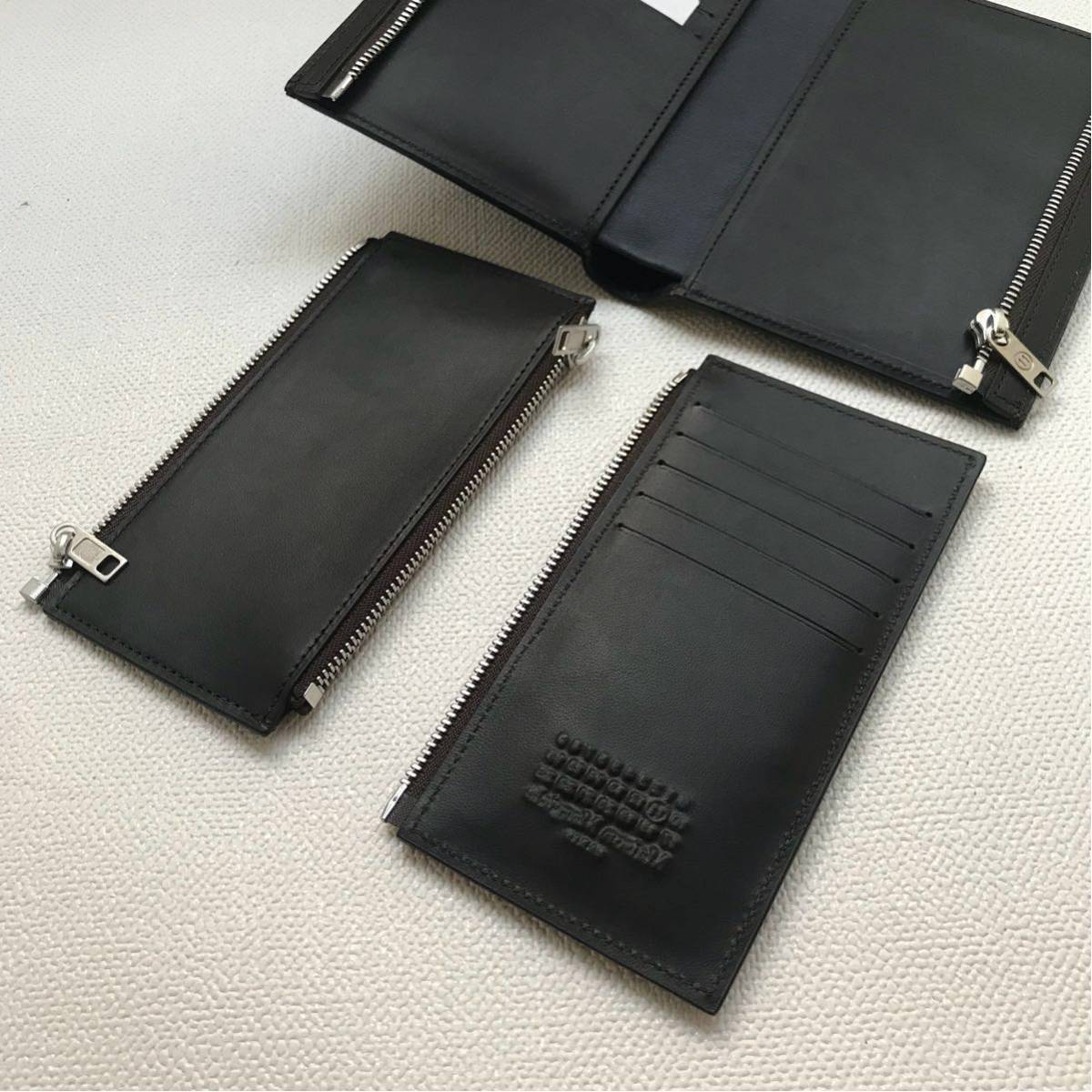 新品 2018SS メゾン マルジェラ 二つ折り レザー ウォレット ネイビー 