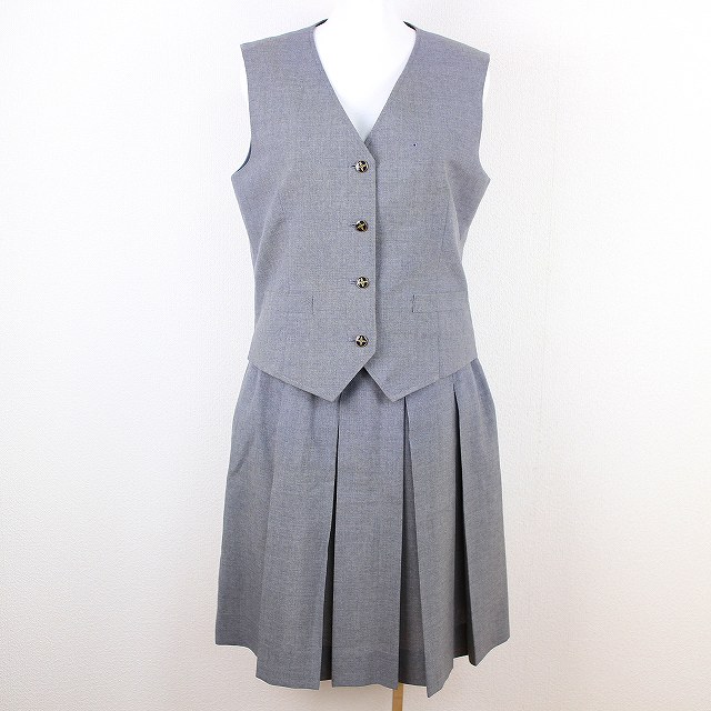 ベスト 学生服 上下セット 夏物 プリーツスカート 女子 中学 高校 学生 制服 通学用 グレー Px240 学生服 売買されたオークション情報 Yahooの商品情報をアーカイブ公開 オークファン Aucfan Com