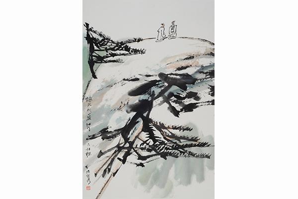 中国美術 唐物 掛軸 掛け軸 名画 肉筆保証 紙本 (何海霞)聴泉 中国美術 唐物 掛軸 掛け軸 名画 肉筆保証 紙本 (何海霞)聴泉