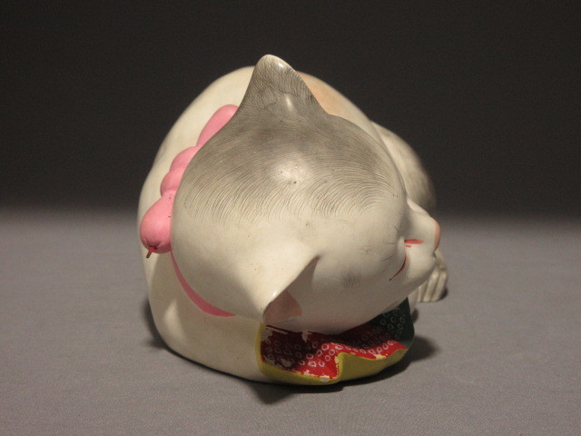蓮】陶人形 春画 眠り猫 置物 艶人形 幅21cm 検)生き人形 枕絵 隠し絵