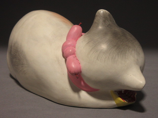 蓮】陶人形 春画 眠り猫 置物 艶人形 幅21cm 検)生き人形 枕絵 隠し絵