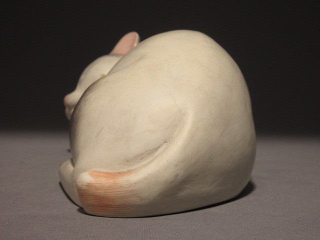 蓮】陶人形 春画 眠り猫 置物 艶人形 幅21cm 検)生き人形 枕絵 隠し絵