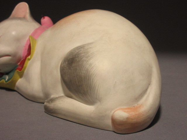 蓮】陶人形 春画 眠り猫 置物 艶人形 幅21cm 検)生き人形 枕絵 隠し絵