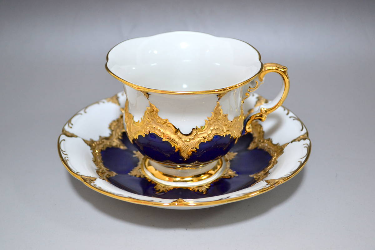 Bフォーム マイセン MEISSEN グランツゴールド 金彩 - 美品 コバルト 