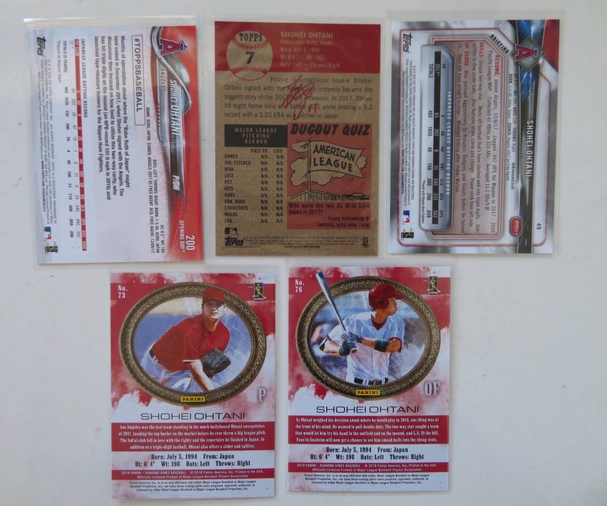 2018 TOPPS / PANINI 大谷翔平 ルーキーカード 5枚セット 【公式通販】