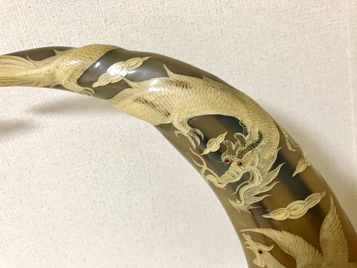水牛の角 置物 レトロ ドラゴン ツノ 水牛の 水牛の角の置物 彫刻